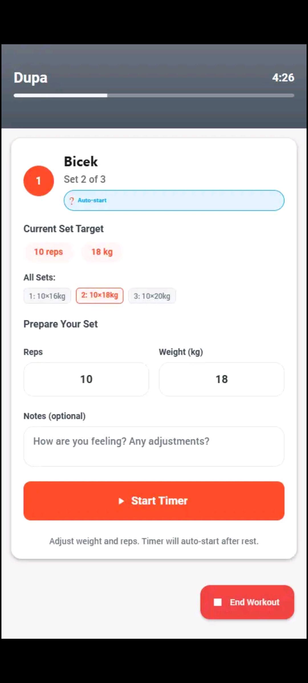 Set targets and start a timer
